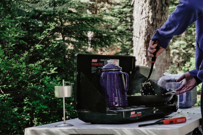 truck bed camping cooking